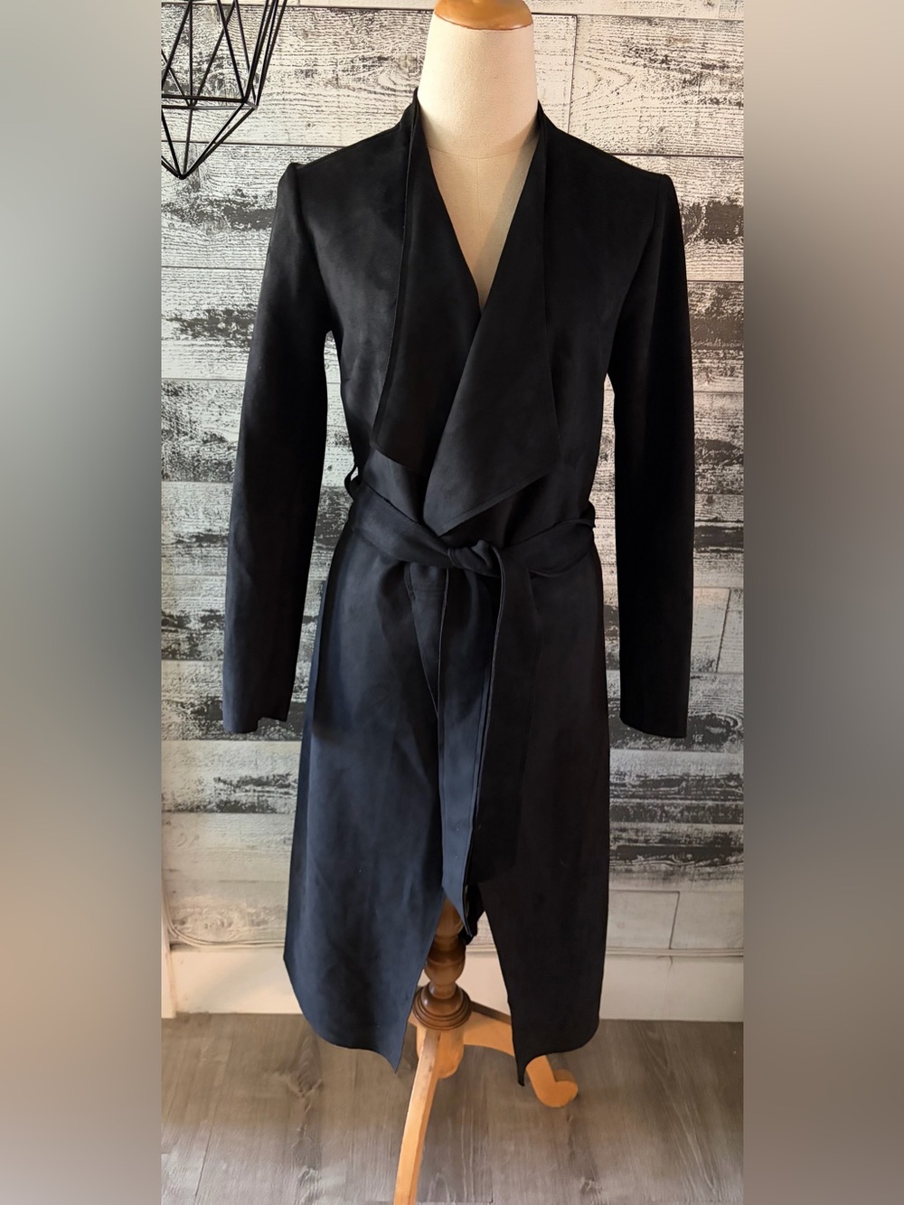NWOT Justfab Black Wrap Trench Coat with Belt
